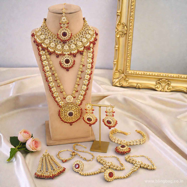 Maroon Opalina Bridal Jewellery Set
