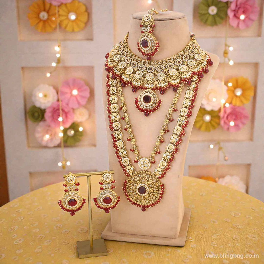 Maroon Opalina Bridal Jewellery Set