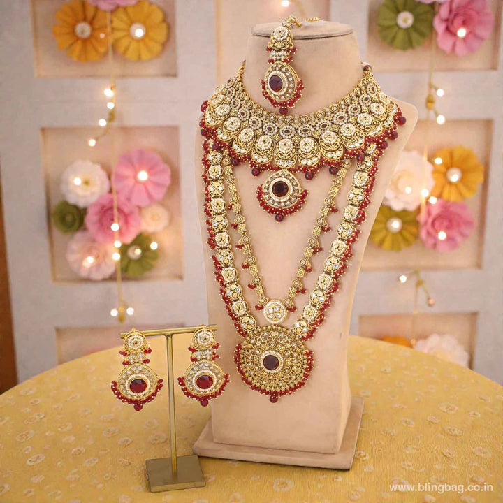 Maroon Opalina Bridal Jewellery Set