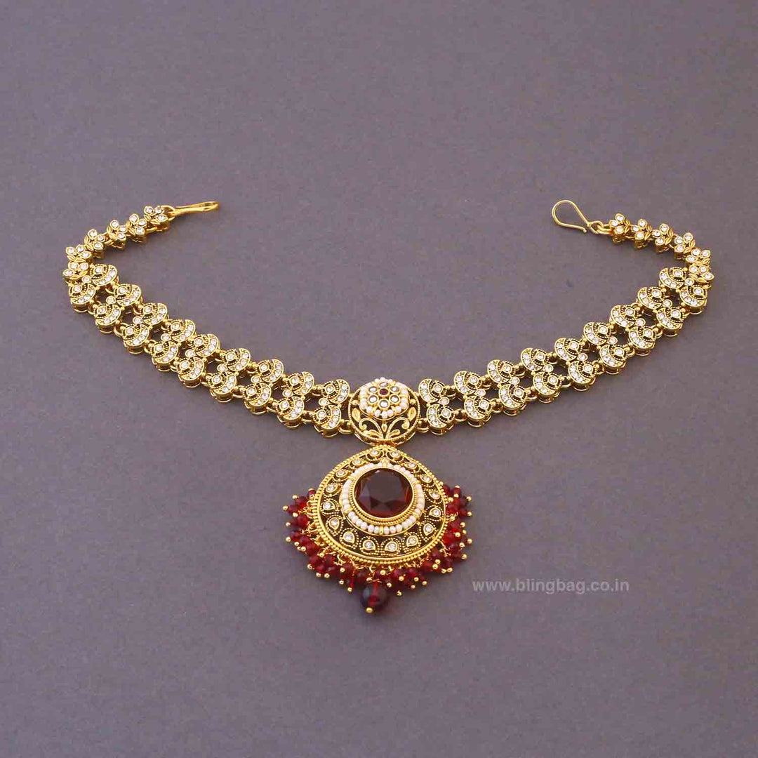 Maroon Opalina Bridal Jewellery Set