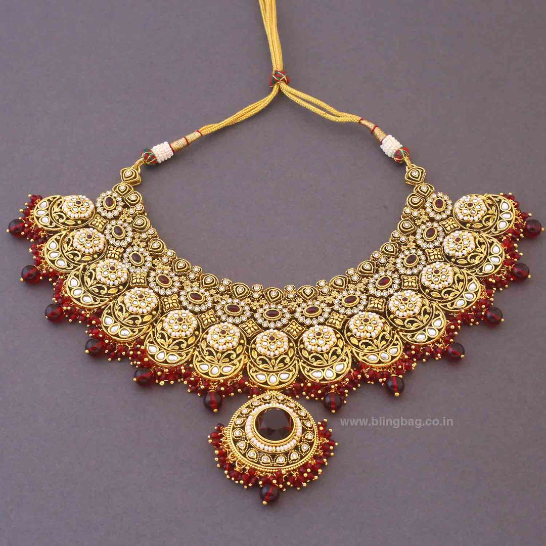 Maroon Opalina Bridal Jewellery Set