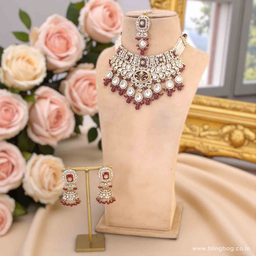 Maroon Parineeta Bridal Jewellery Set