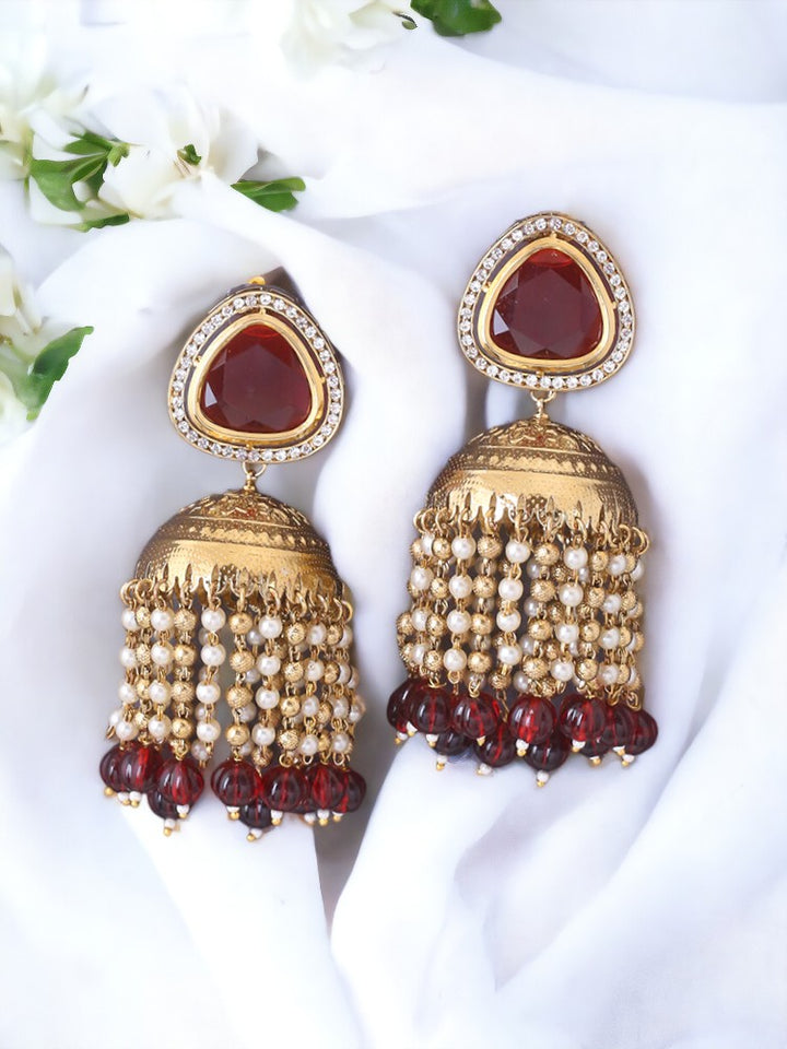Maroon Pavitra Jhumkis