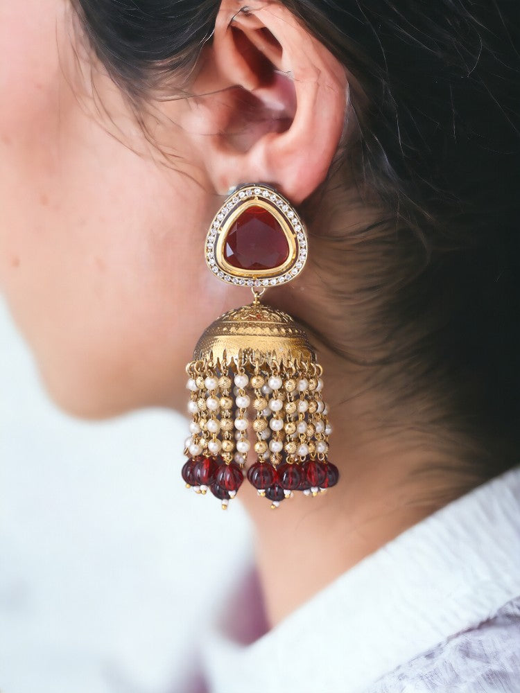 Maroon Pavitra Jhumkis