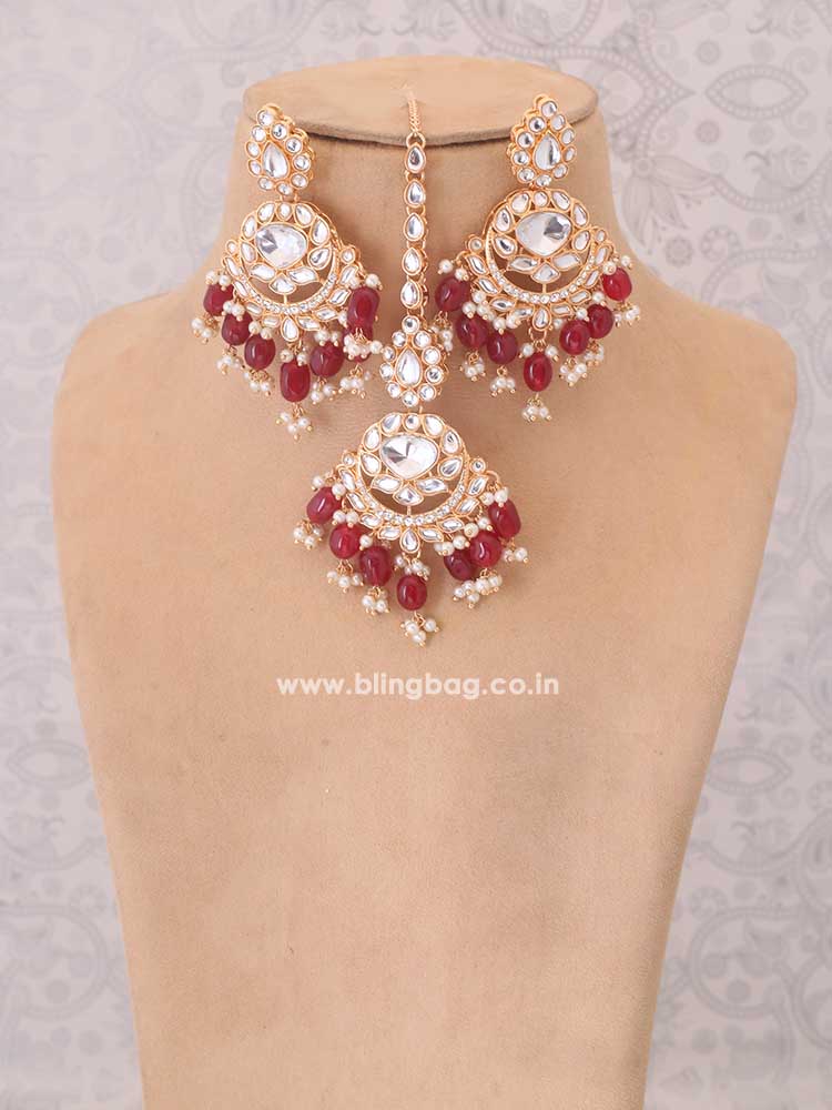 Maroon Pratibha Jewellery Set
