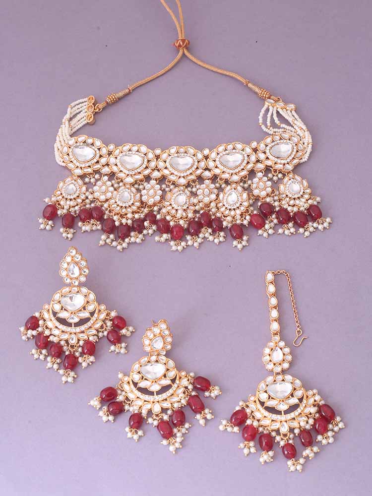 Maroon Pratibha Jewellery Set
