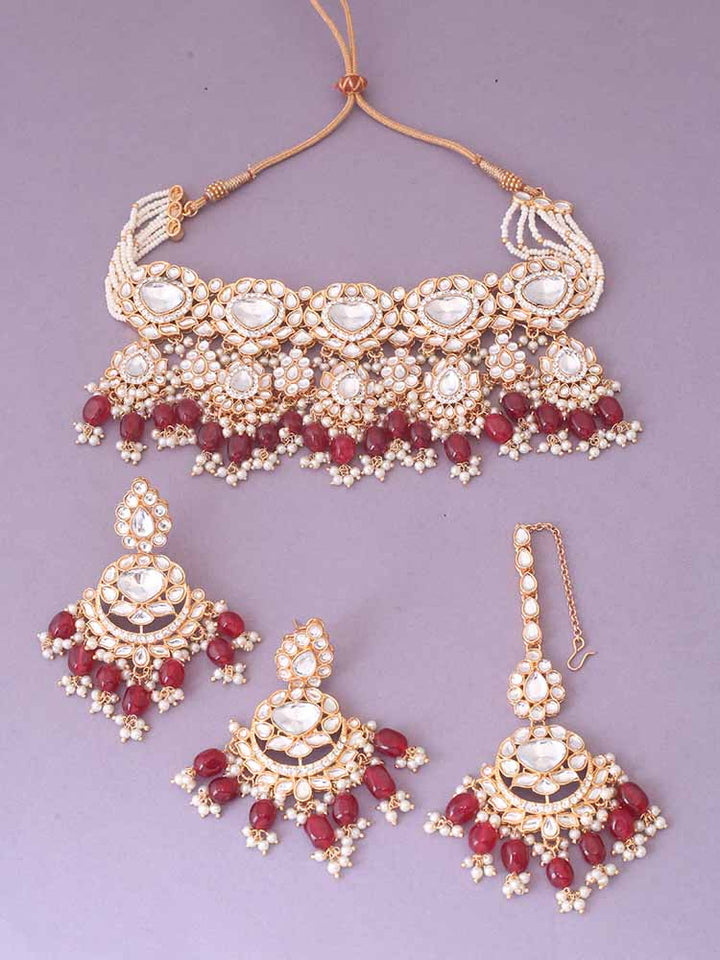 Maroon Pratibha Jewellery Set