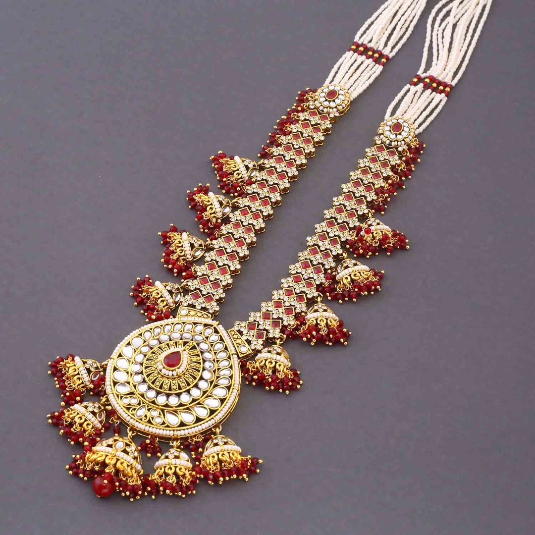 Maroon Ruvina  Kundan Bridal Jewellery Set