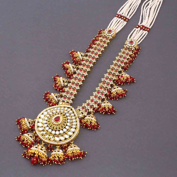 Maroon Ruvina  Kundan Bridal Jewellery Set