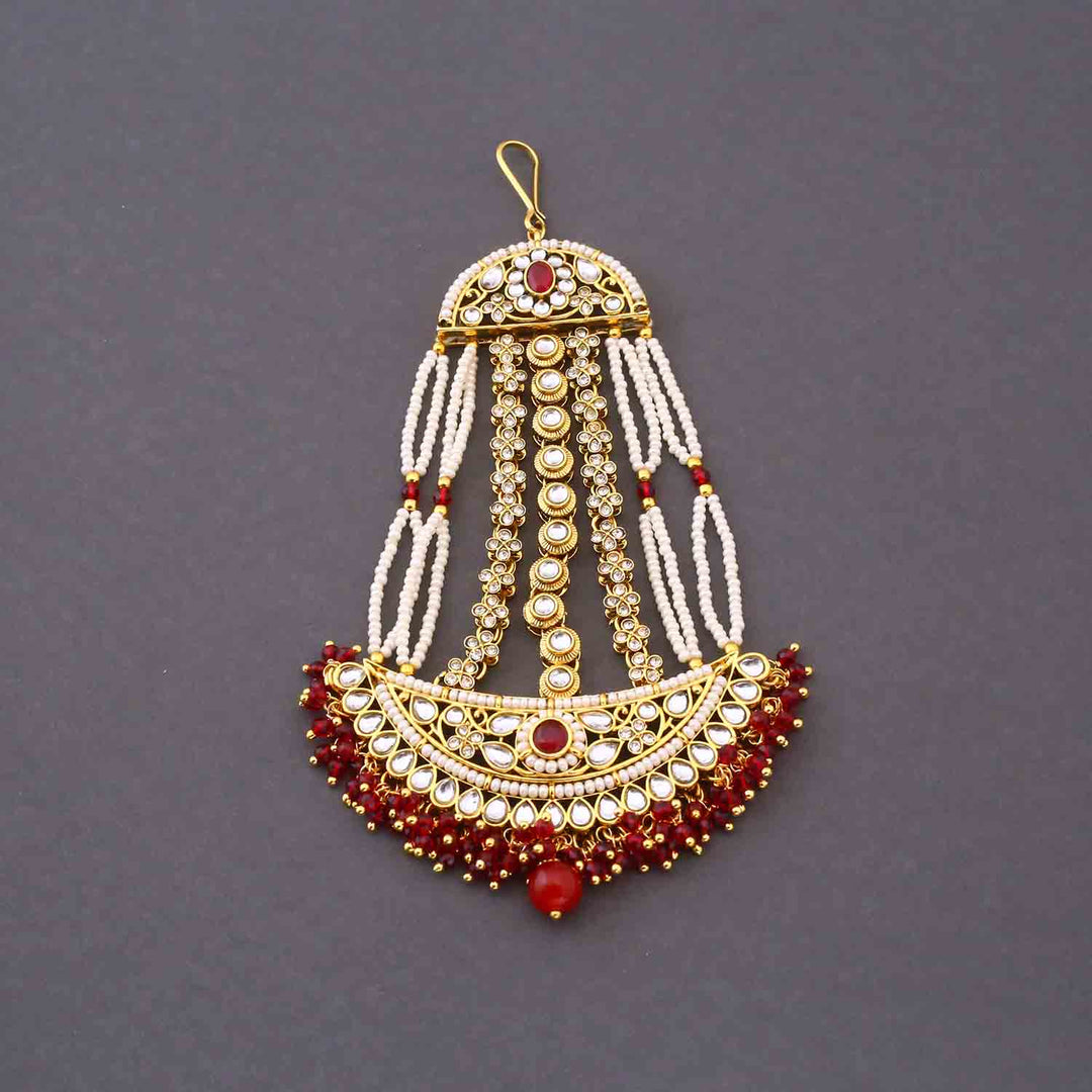 Maroon Ruvina  Kundan Bridal Jewellery Set