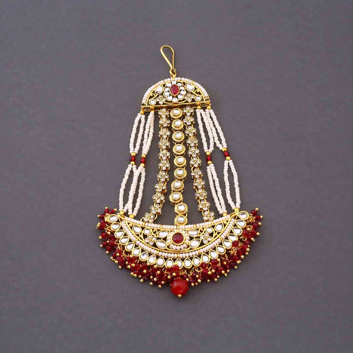 Maroon Ruvina  Kundan Bridal Jewellery Set