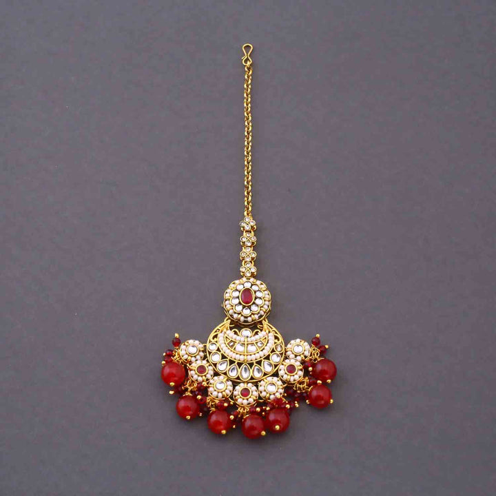 Maroon Ruvina  Kundan Bridal Jewellery Set