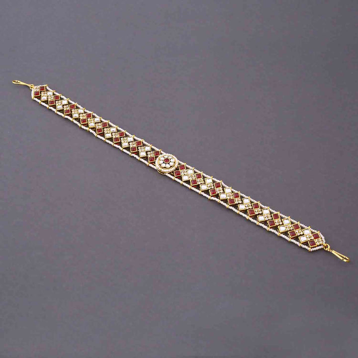 Maroon Ruvina  Kundan Bridal Jewellery Set