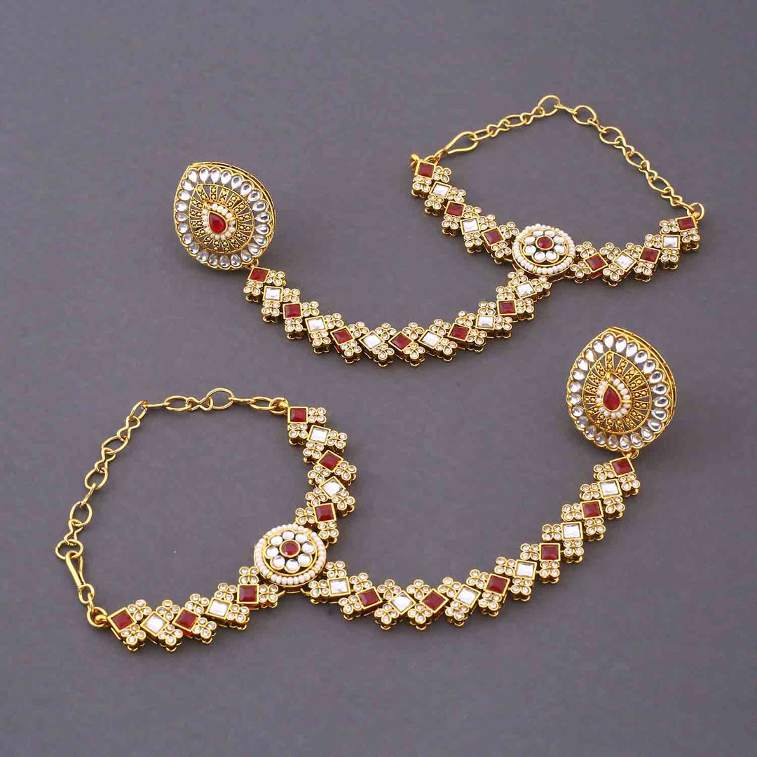 Maroon Ruvina  Kundan Bridal Jewellery Set