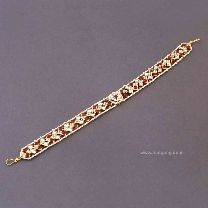 Maroon Ruvina Kundan Bridal Jewellery Set