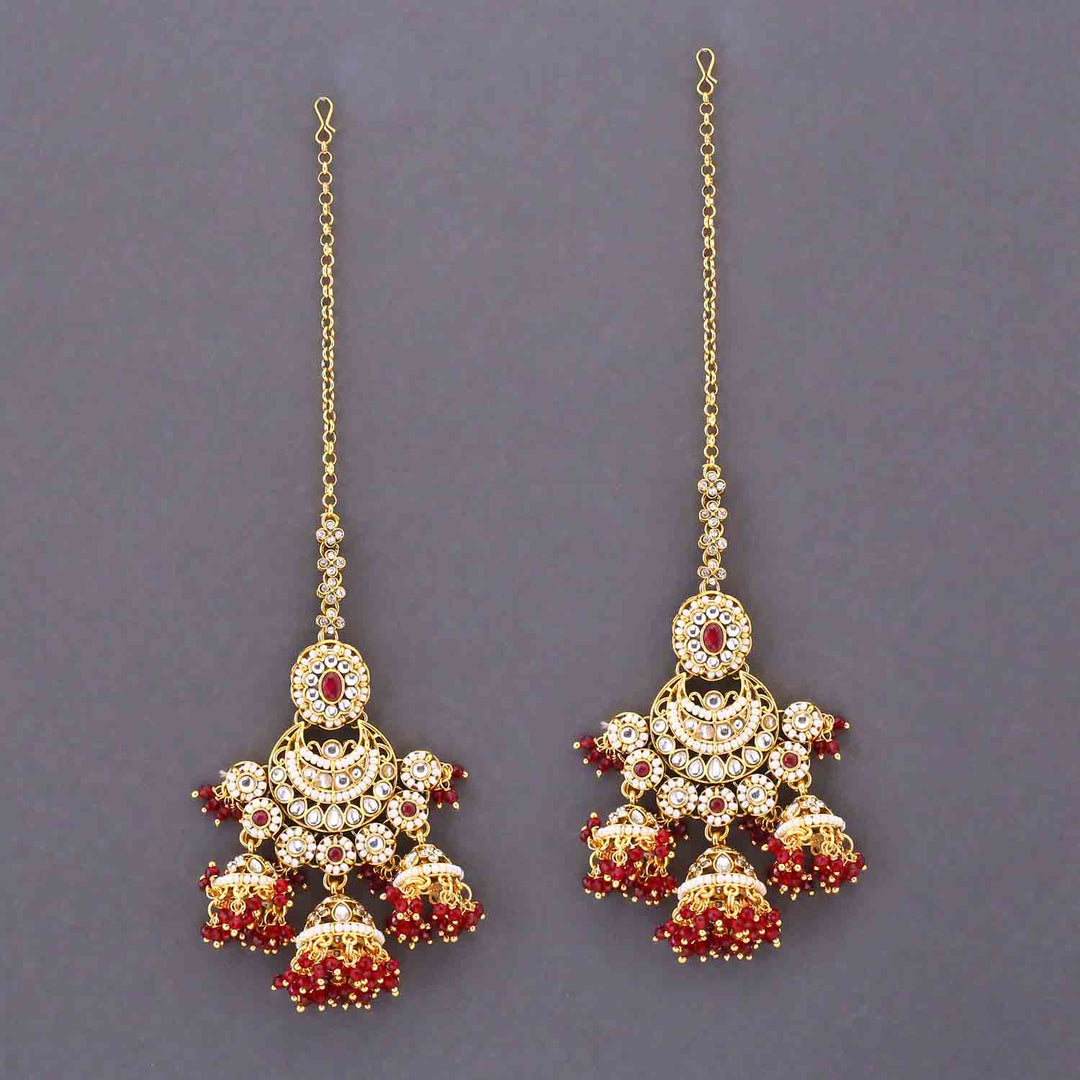Maroon Ruvina  Kundan Bridal Jewellery Set