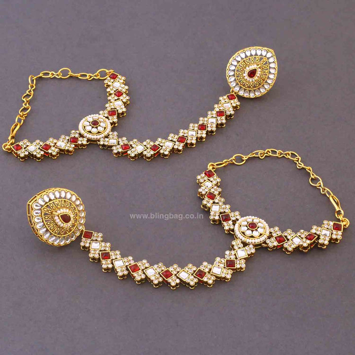 Maroon Ruvina Kundan Bridal Jewellery Set