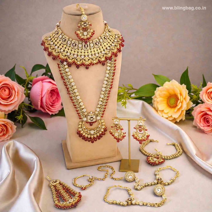 Maroon Sannidhi Kundan Bridal Jewellery Set