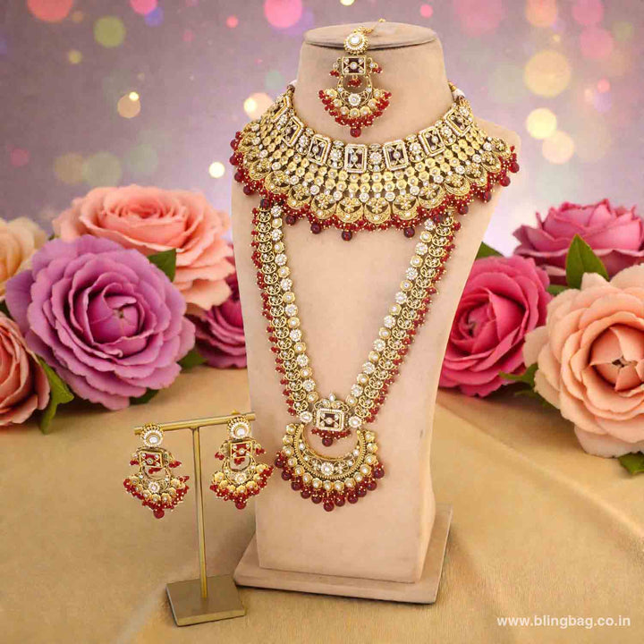 Maroon Sannidhi Kundan Bridal Jewellery Set