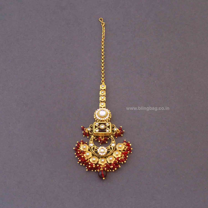 Maroon Sannidhi Kundan Bridal Jewellery Set