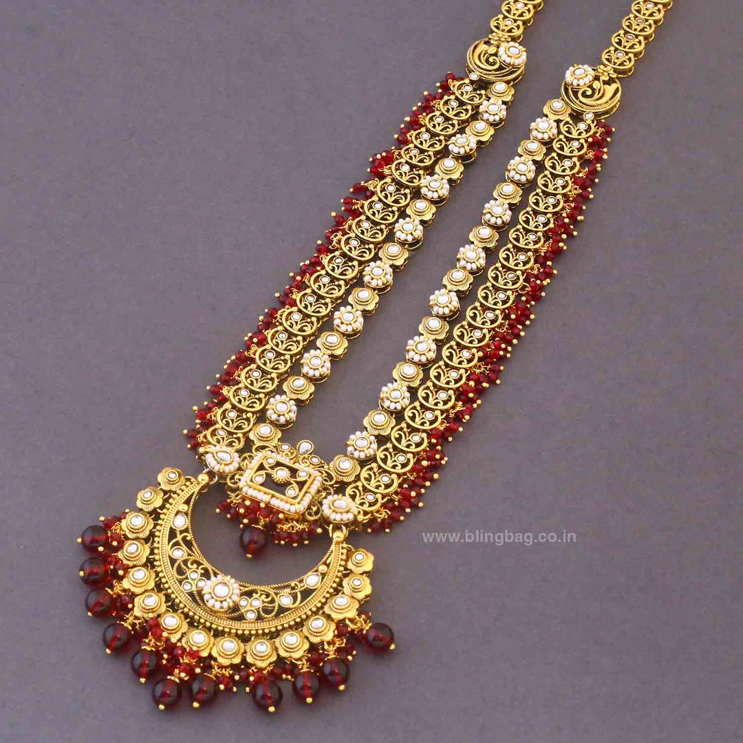 Maroon Sannidhi Kundan Bridal Jewellery Set