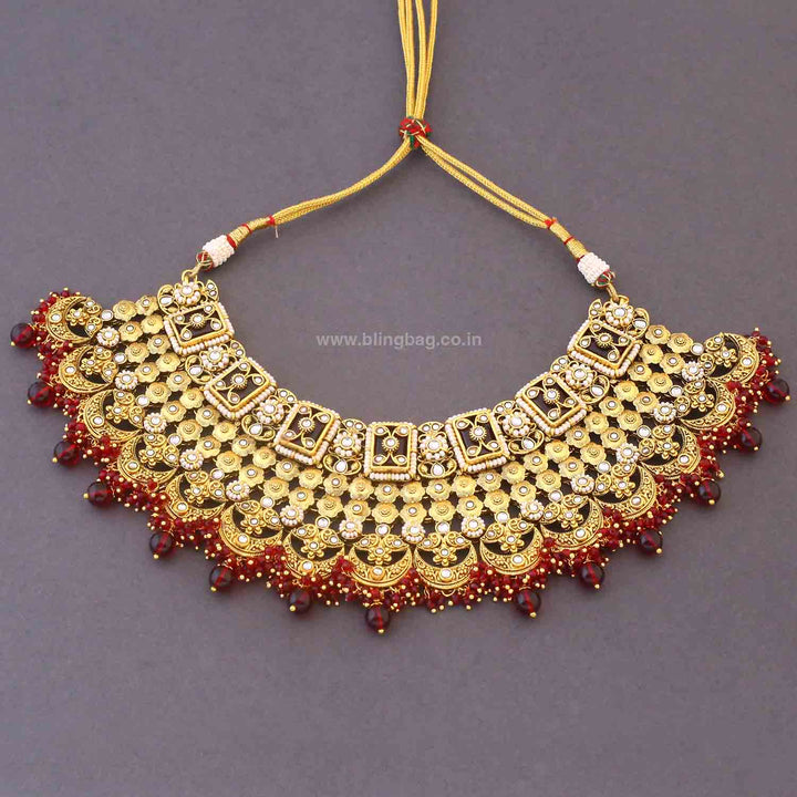 Maroon Sannidhi Kundan Bridal Jewellery Set