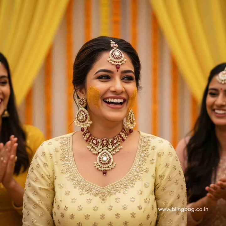 Maroon Shakina Kundan Jewellery Set