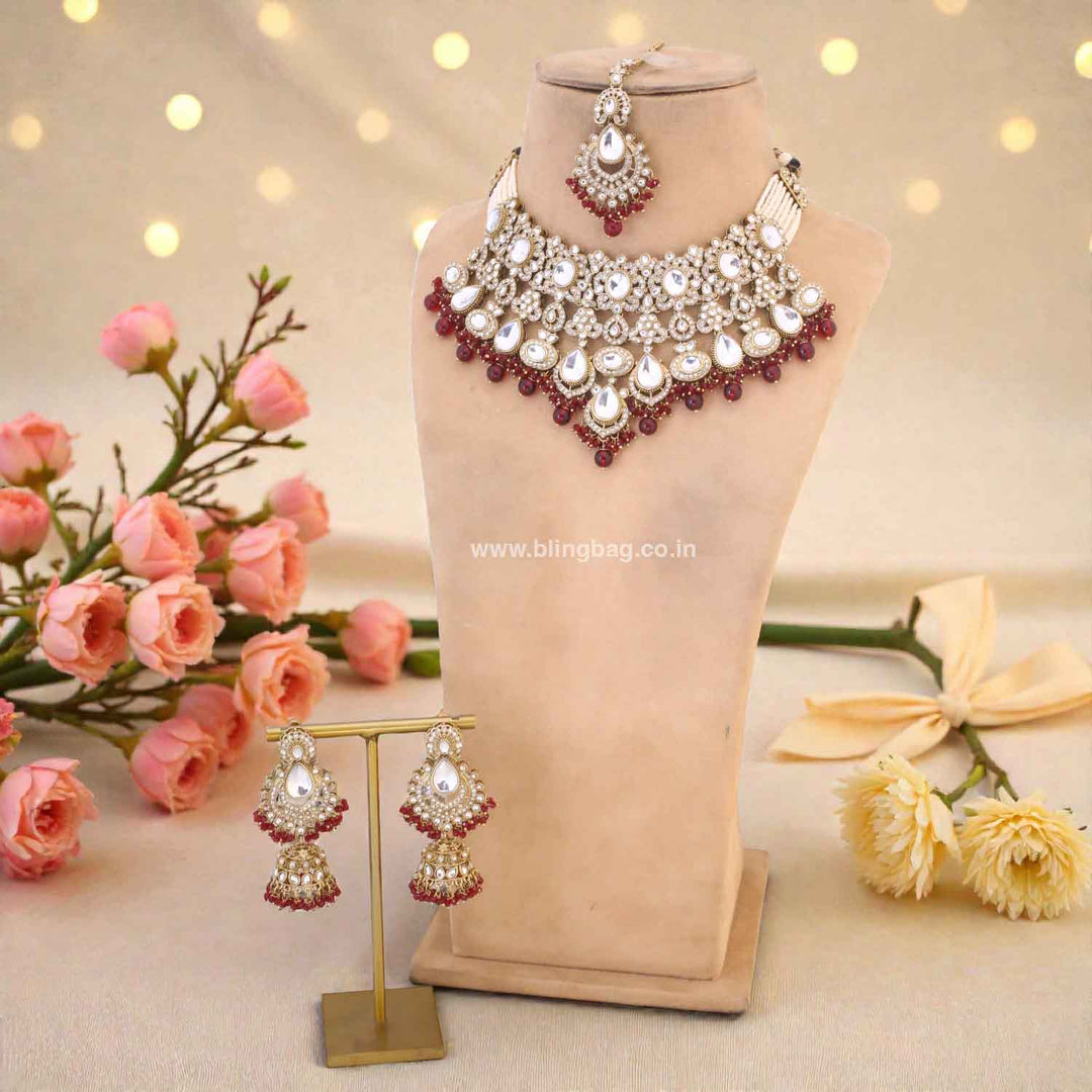 Maroon Sneha Bridal Jewellery Set
