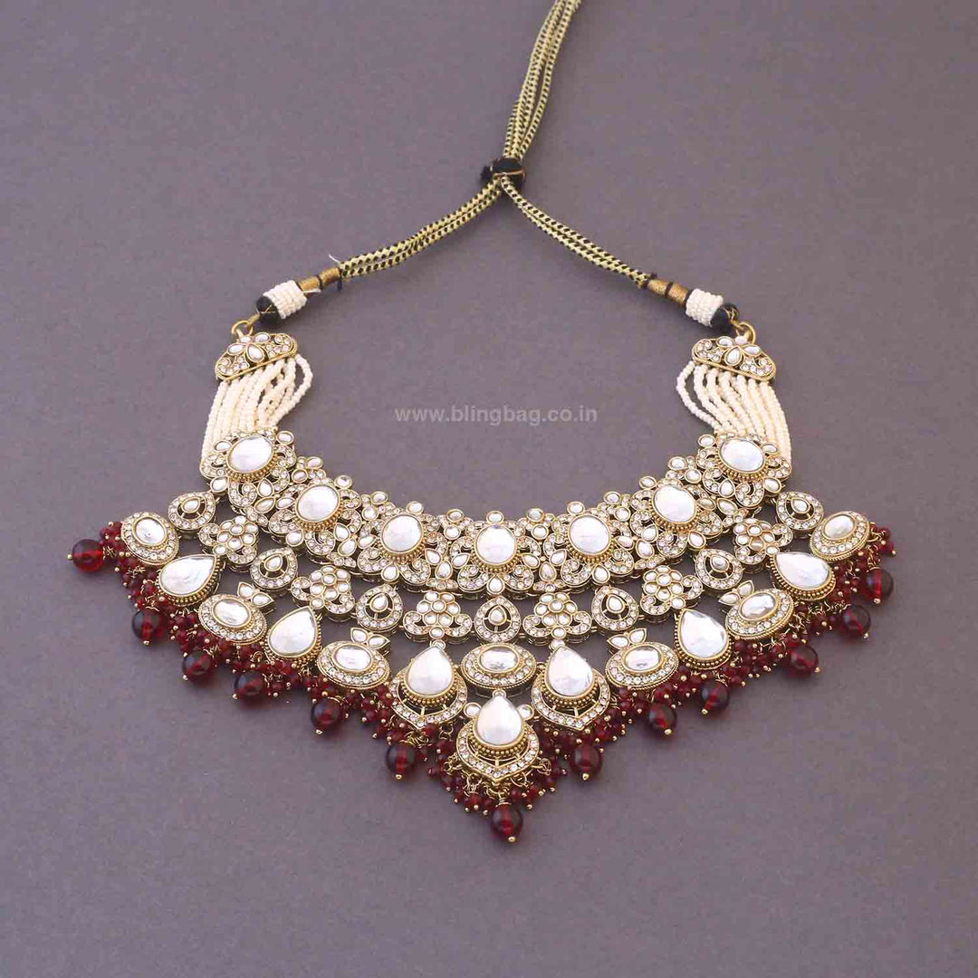 Maroon Sneha Bridal Jewellery Set