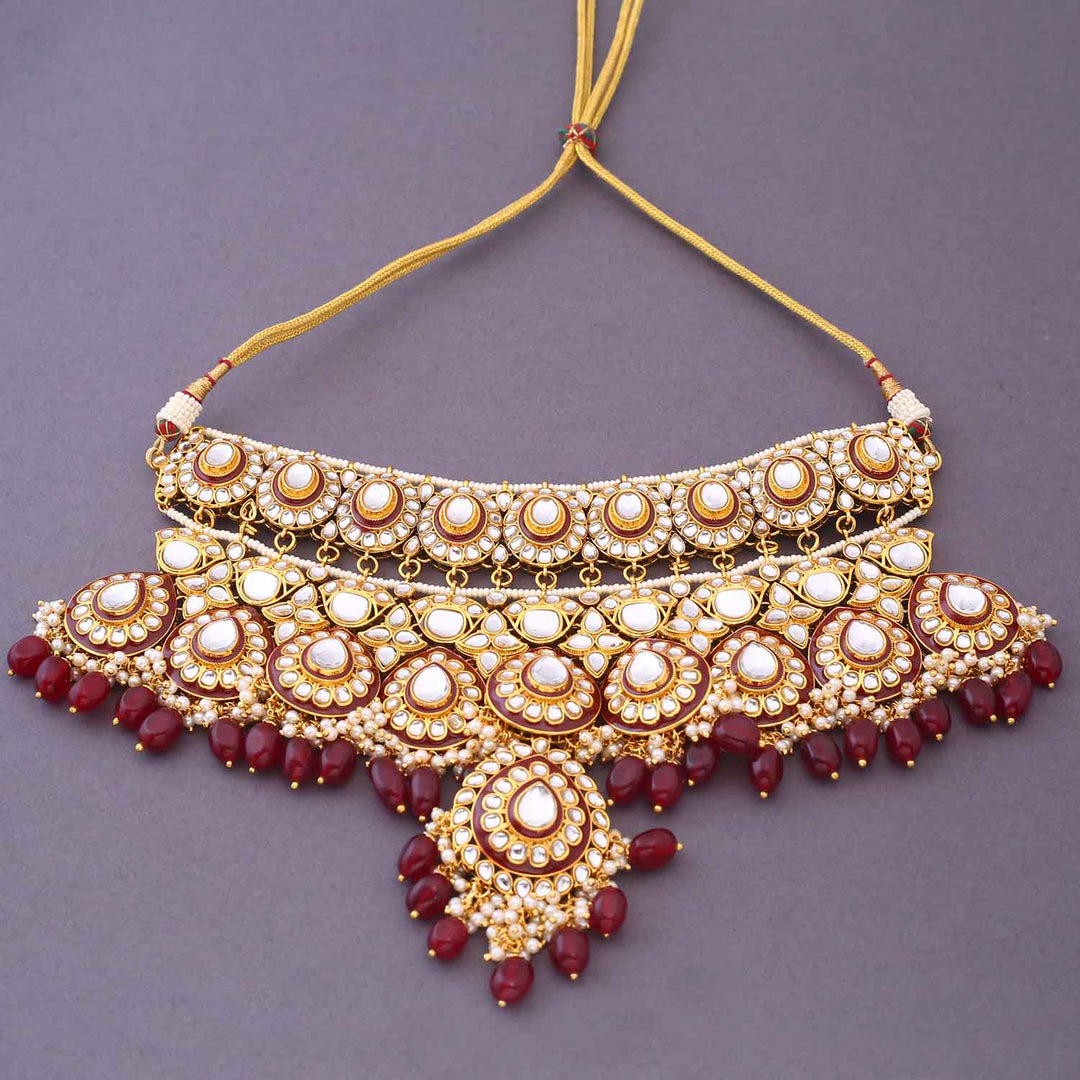 Maroon Suhani Bridal Jewellery Set