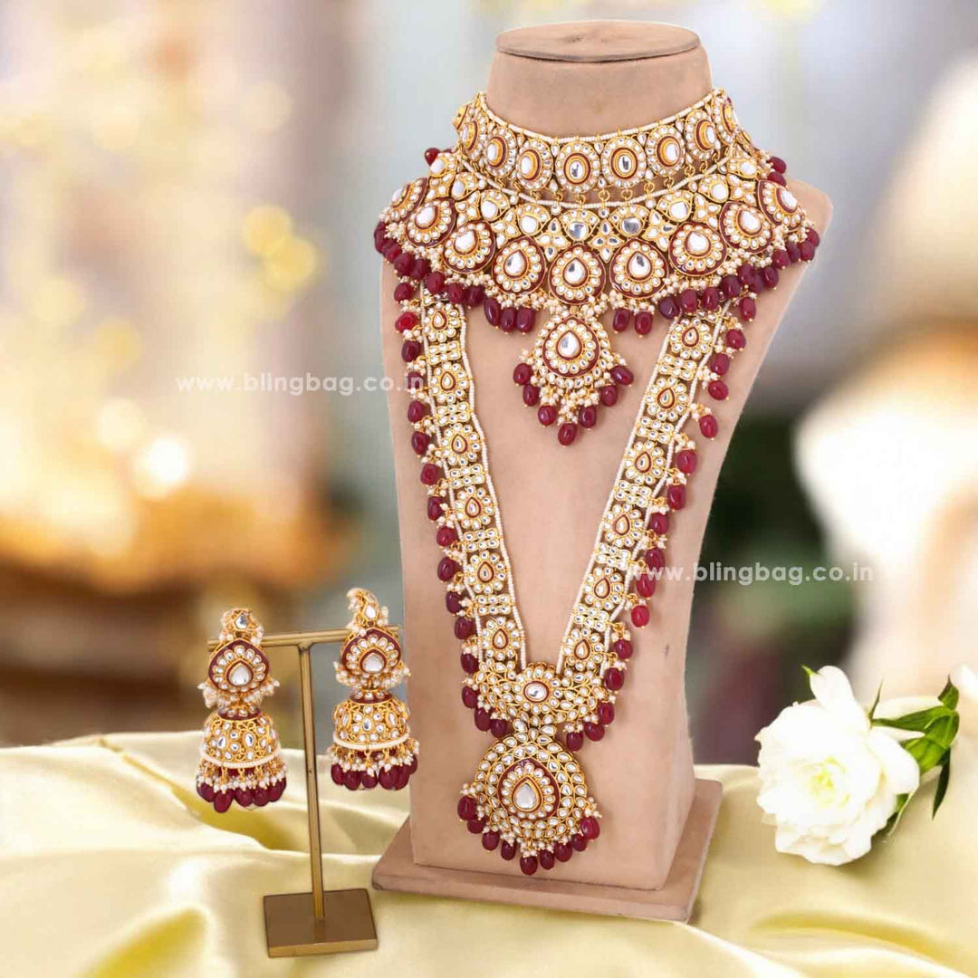 Maroon Suhani Bridal Jewellery Set