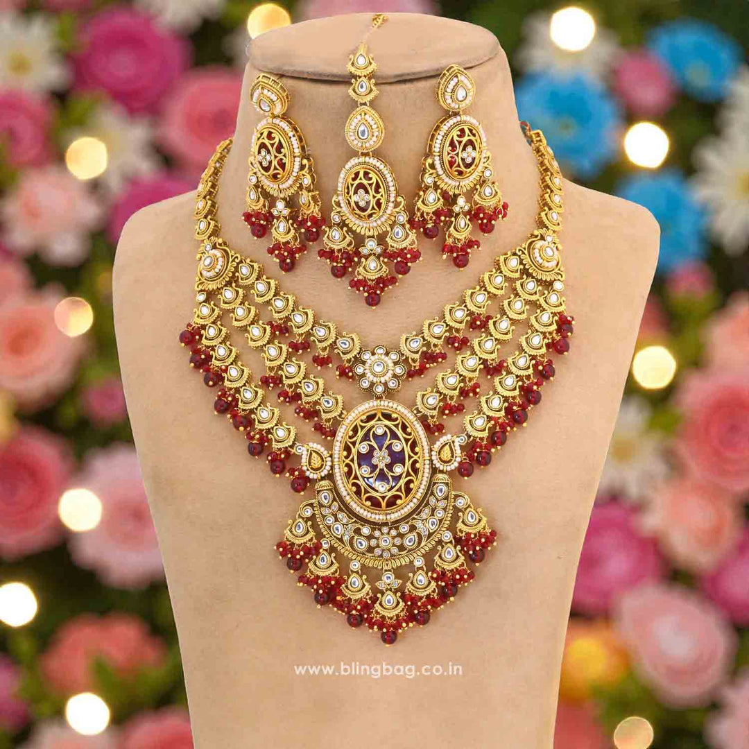 Maroon Sujata Kundan Jewellery Set
