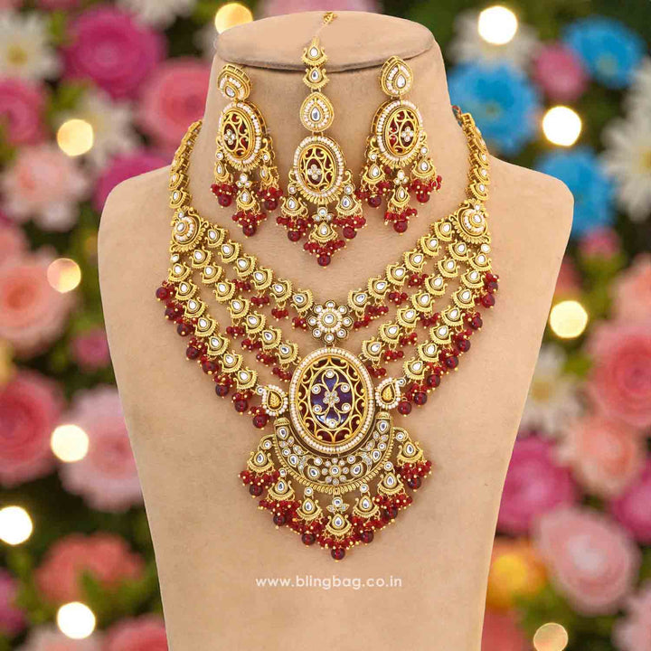 Maroon Sujata Kundan Jewellery Set