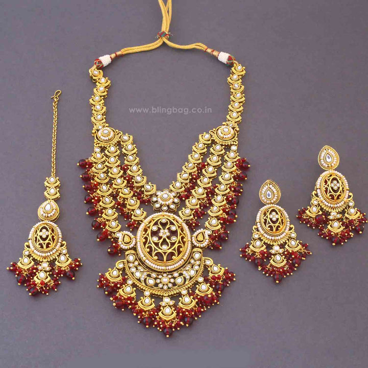 Maroon Sujata Kundan Jewellery Set