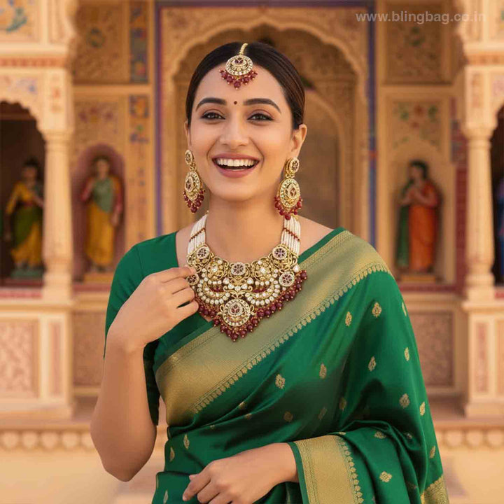 Maroon Sunaina Kundan Jewellery Set - New Arrival