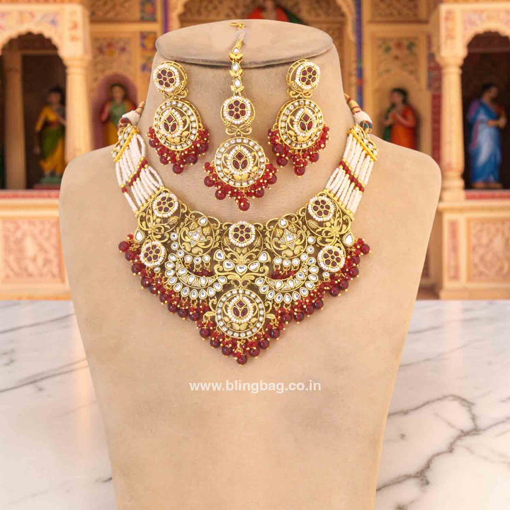 Maroon Sunaina Kundan Jewellery Set - New Arrival