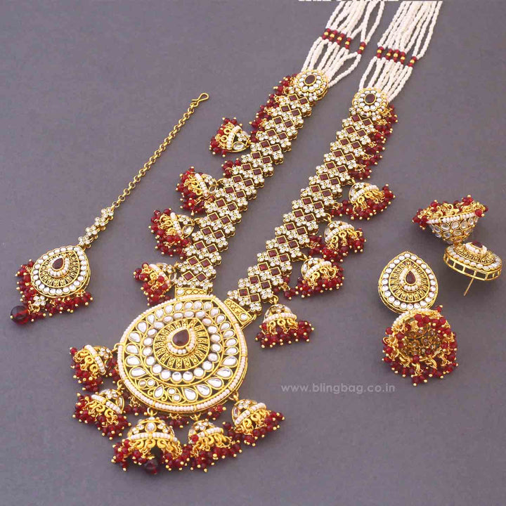 Maroon Surina Kundan Jewellery Set