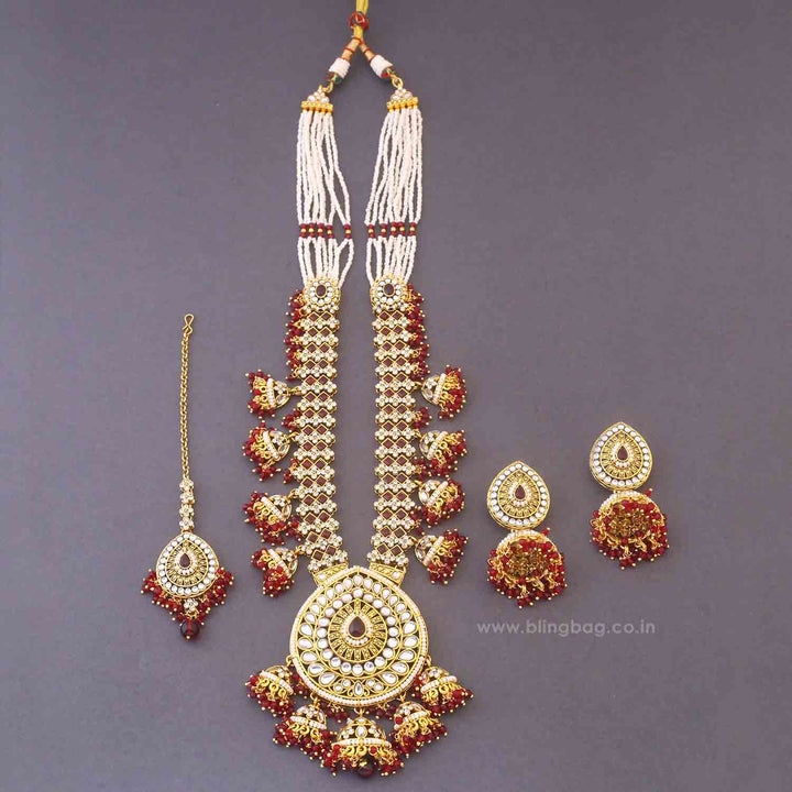 Maroon Surina Kundan Jewellery Set