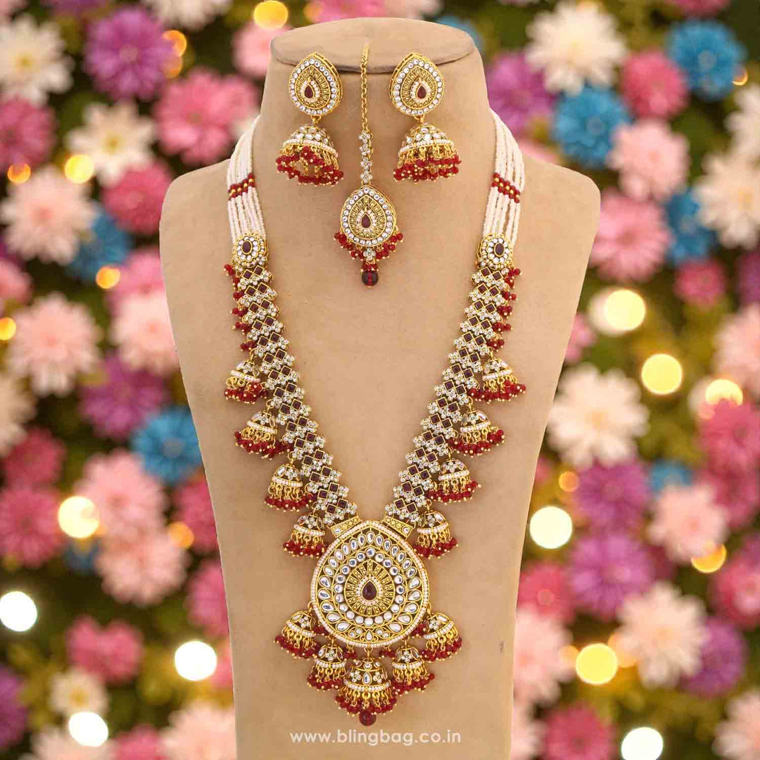 Maroon Surina Kundan Jewellery Set
