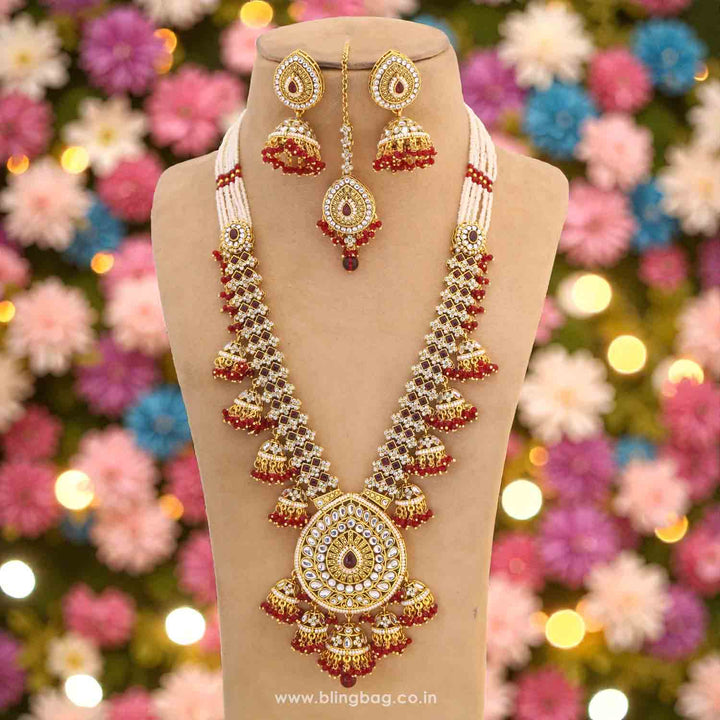 Maroon Surina Kundan Jewellery Set