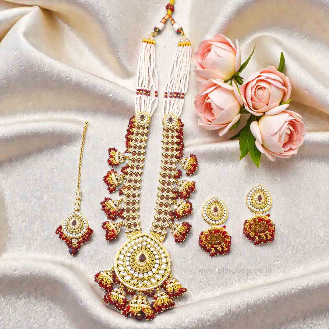 Maroon Surina Kundan Jewellery Set
