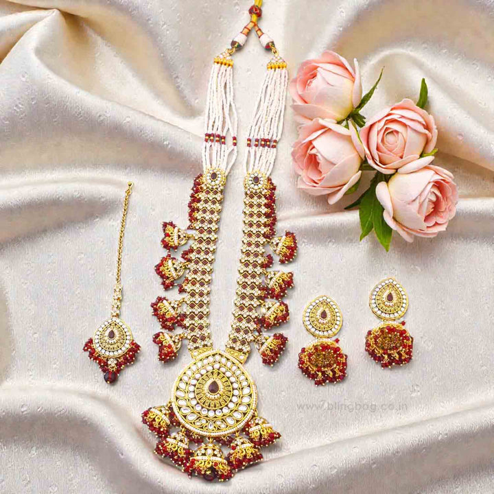 Maroon Surina Kundan Jewellery Set