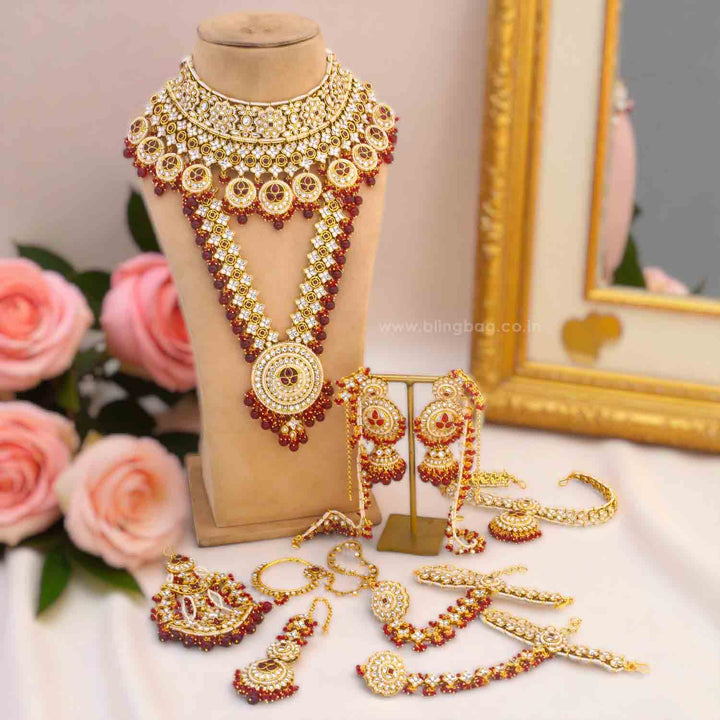 Maroon Tarini Bridal Jewellery Set