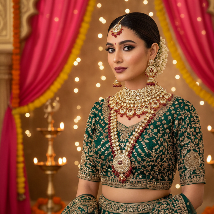 Maroon Tarini Bridal Jewellery Set