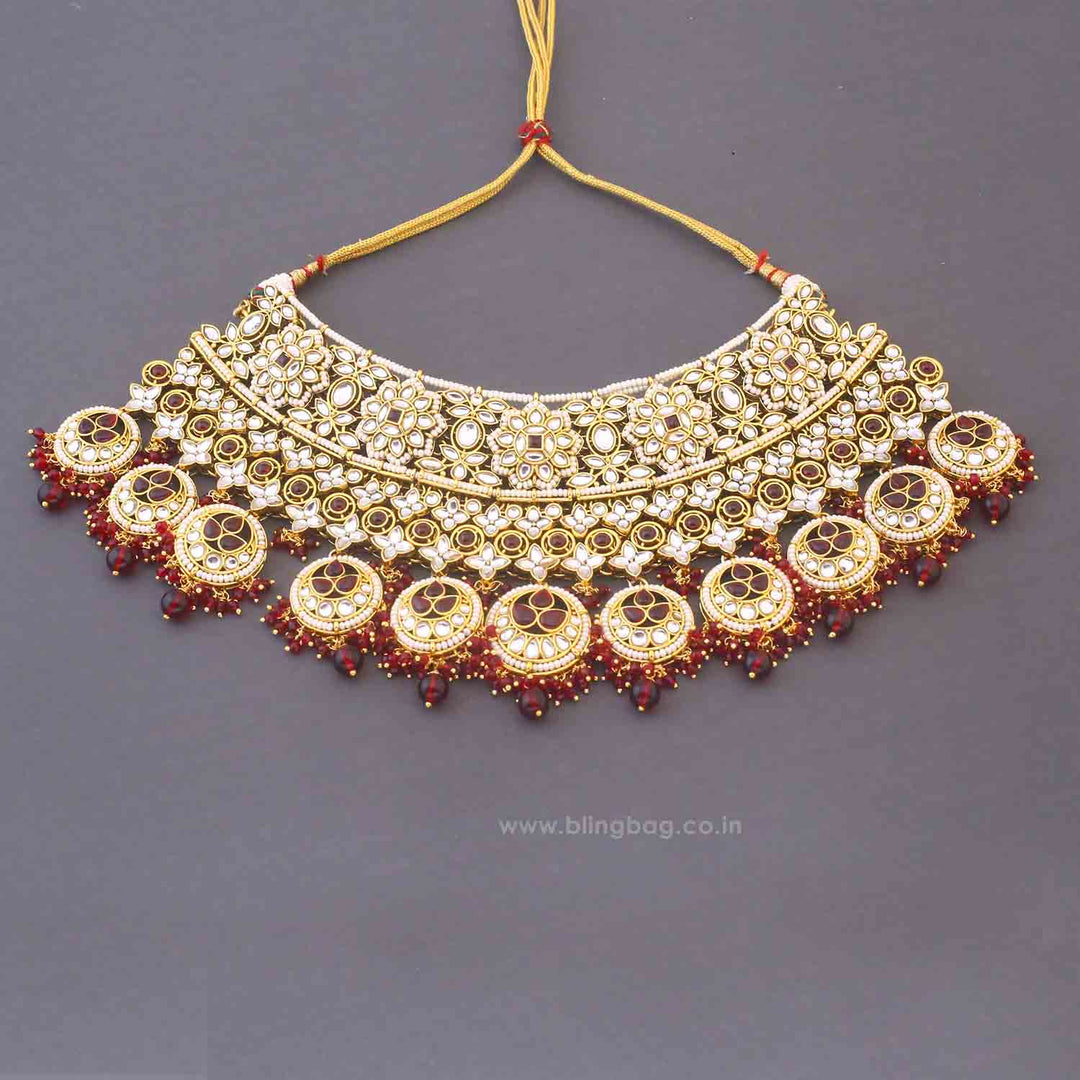 Maroon Tarini Bridal Jewellery Set