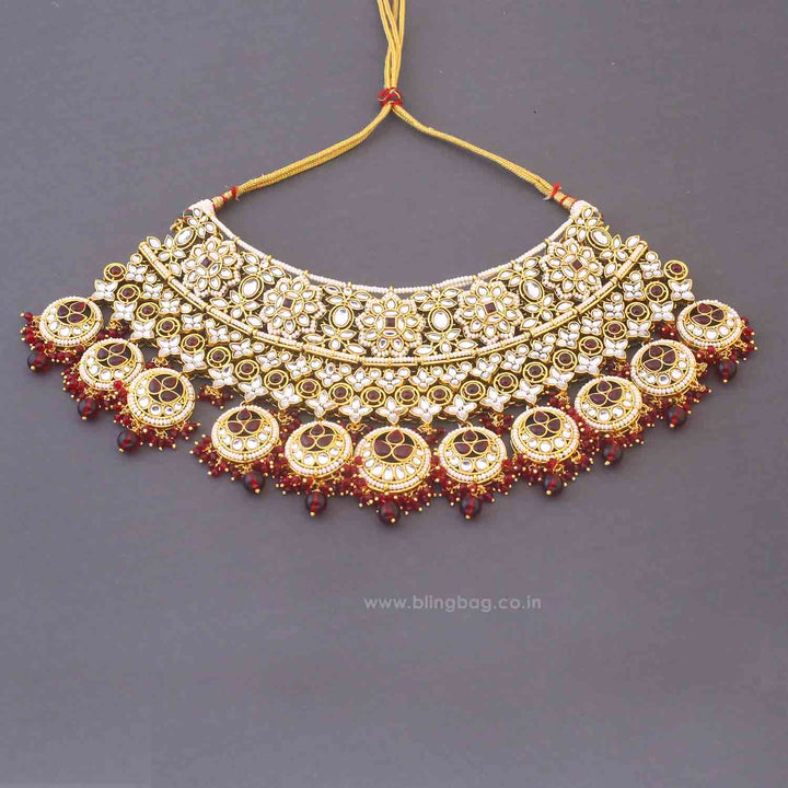Maroon Tarini Bridal Jewellery Set