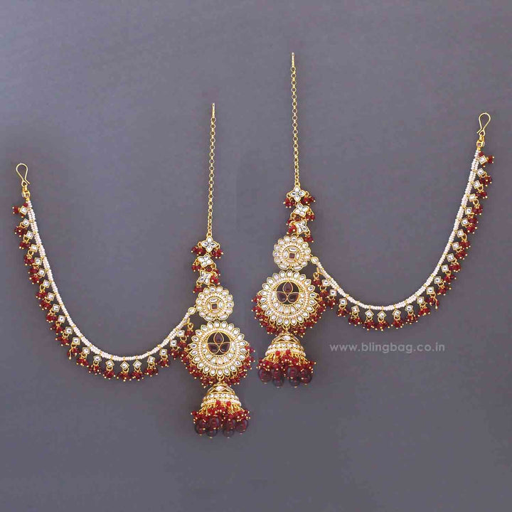 Maroon Tarini Bridal Jewellery Set