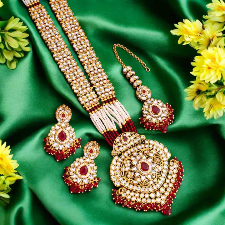 Maroon Ujala Kundan Jewellery Set