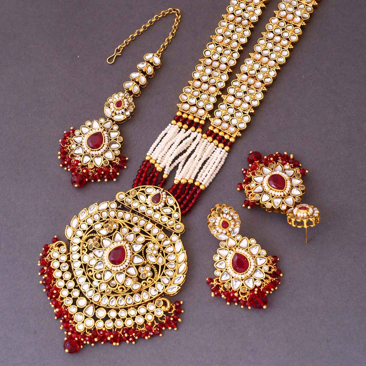 Maroon Ujala Kundan Jewellery Set