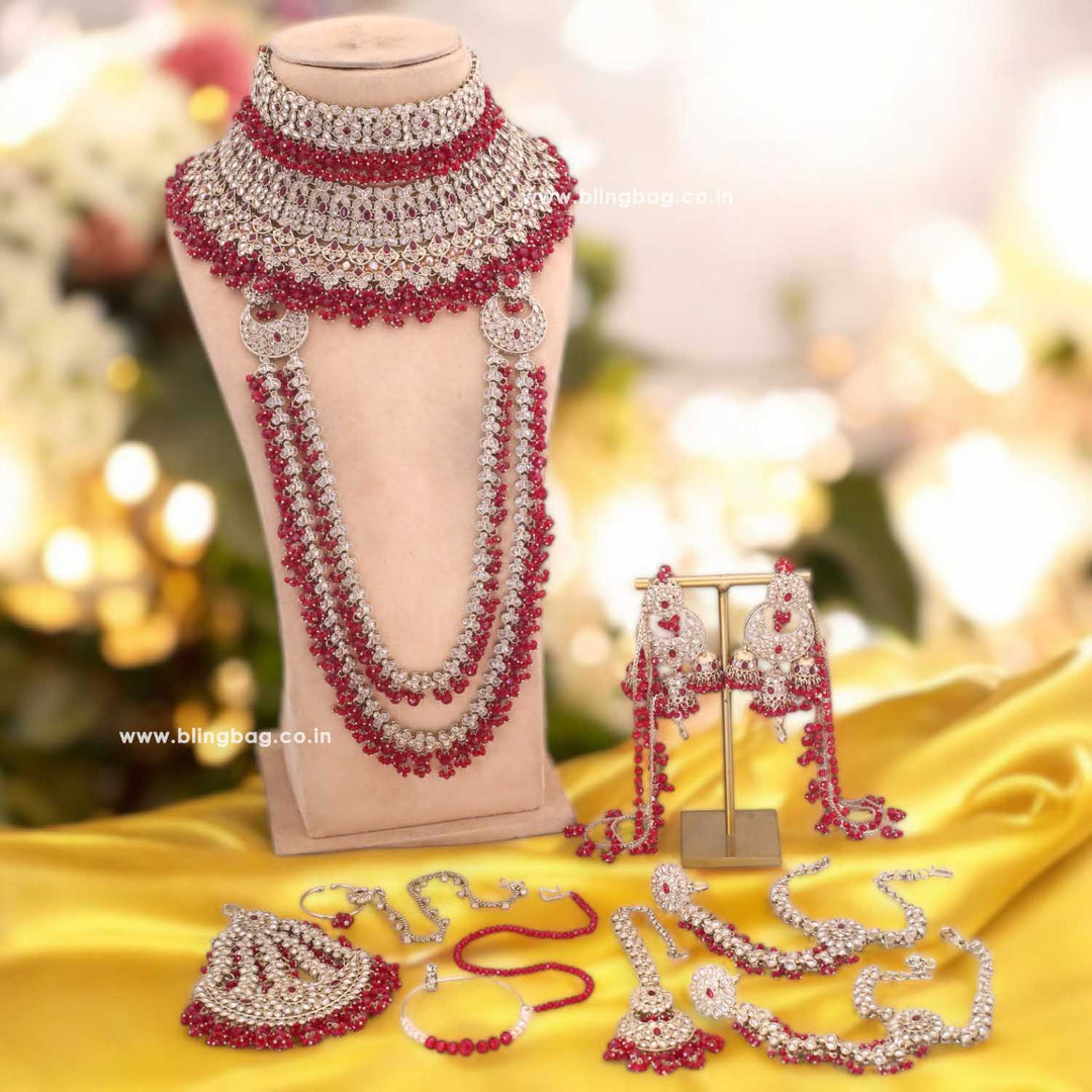 Maroon Ushana Bridal Jewellery Set – Bling Bag